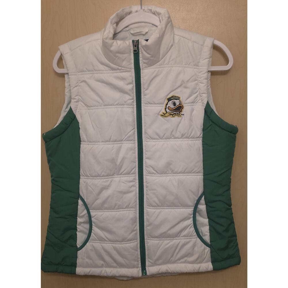 Oregon Duck Woman’s Vest Size Large Logo College Full Zip Game Day
